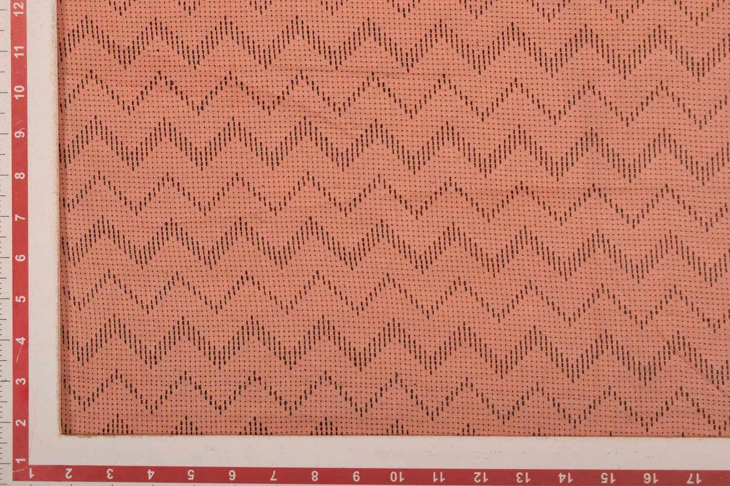 Peach Chevron Cotton Tussar Fabric