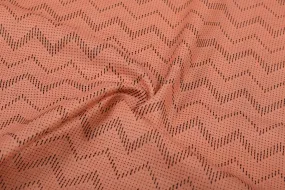 Peach Chevron Cotton Tussar Fabric