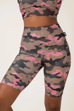 Performance Extra High Waisted Long Shorts - Camo Crush Pink