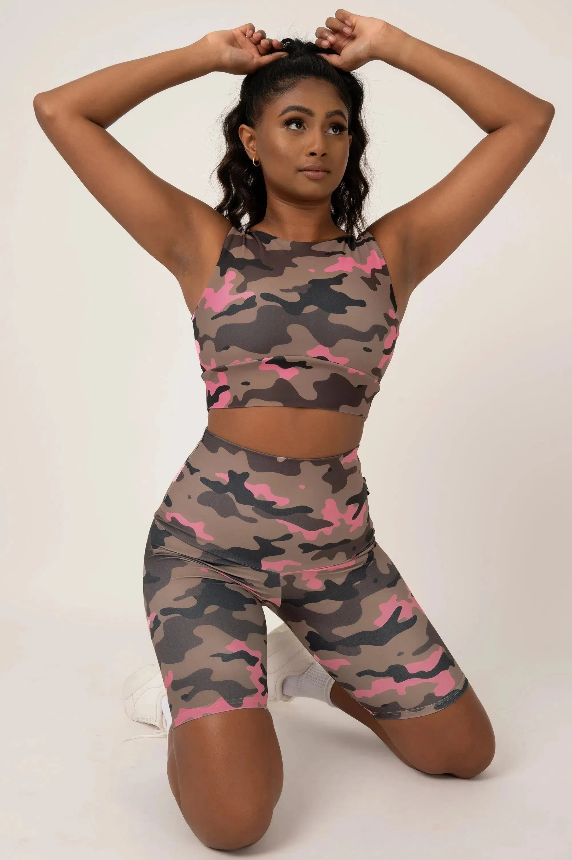 Performance Extra High Waisted Long Shorts - Camo Crush Pink