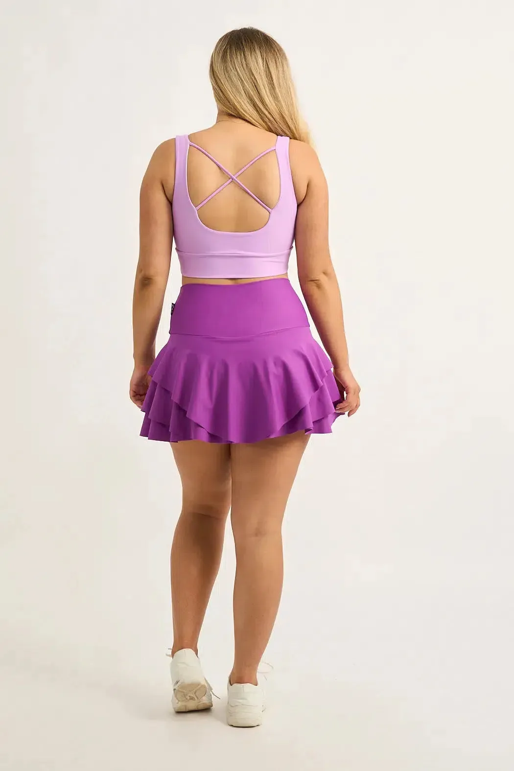 Performance High Waisted Ruffle Skort - Purple