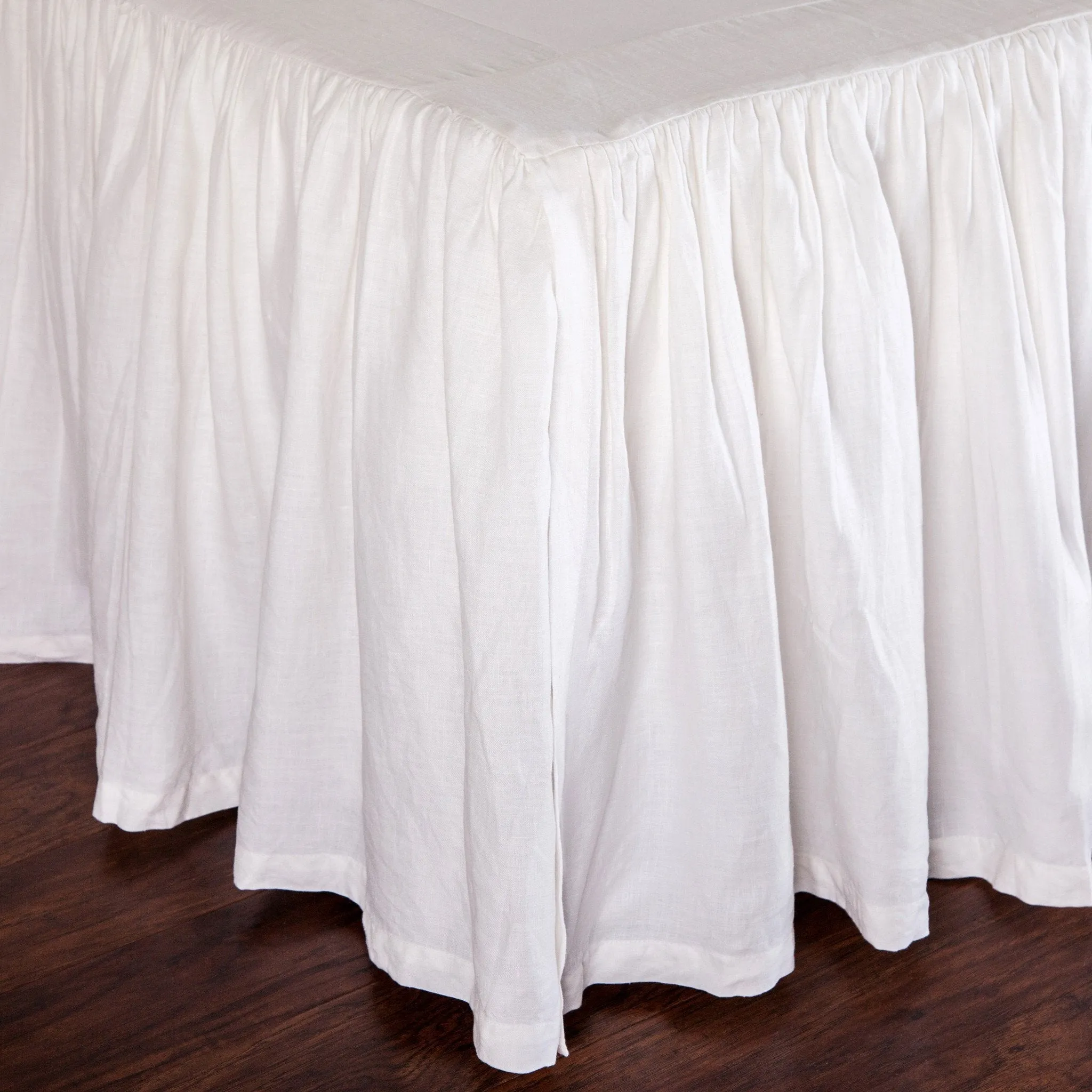 Pom Pom at Home Gathered White Linen Bedskirt ~ Available in Twin, Queen and King Sizes
