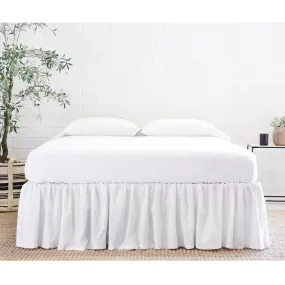 Pom Pom at Home Gathered White Linen Bedskirt ~ Available in Twin, Queen and King Sizes
