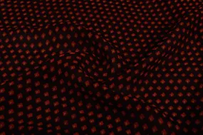 Red & Black Motifs Printed Organza Fabric