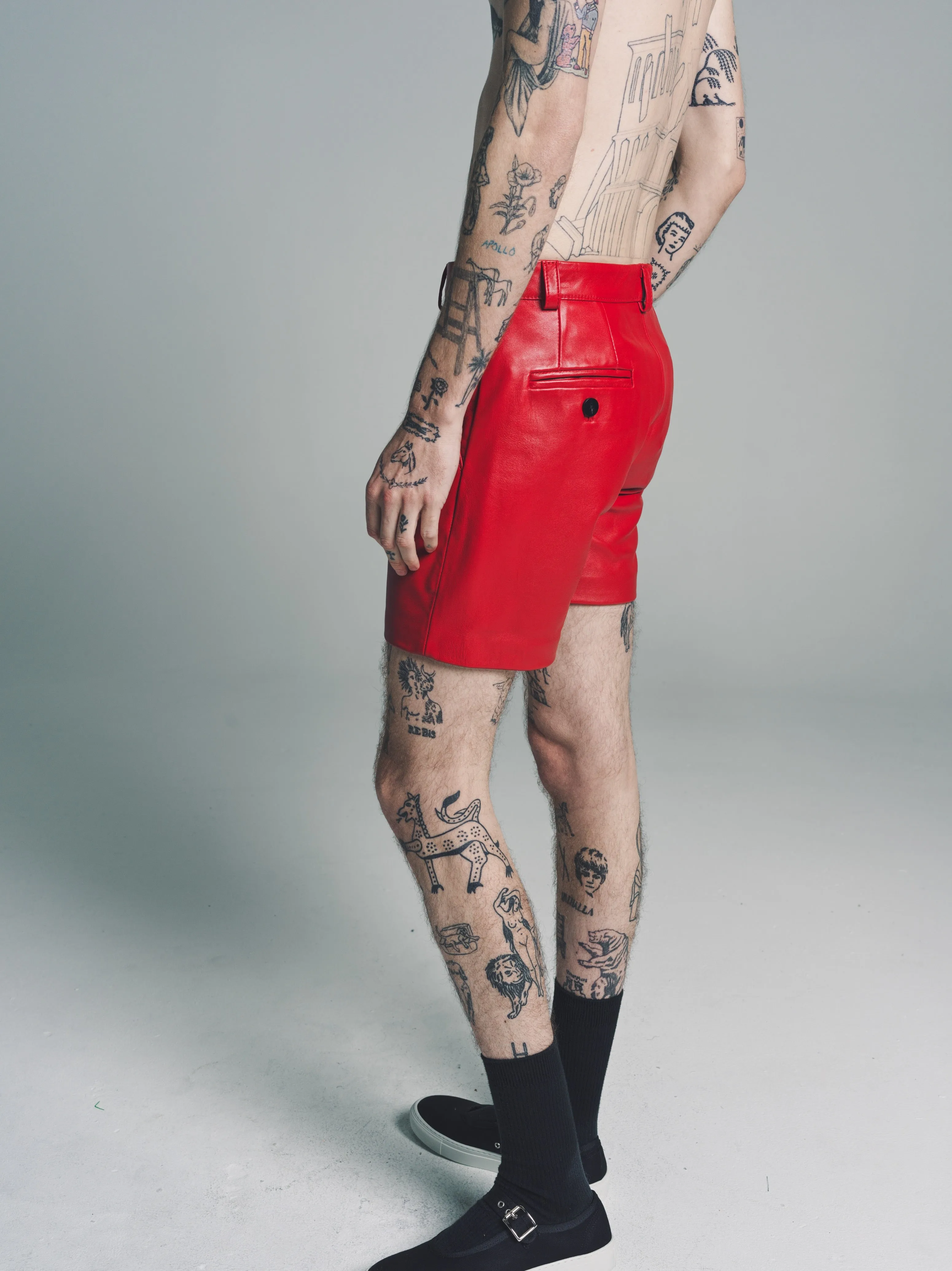 Red Leather Shorts