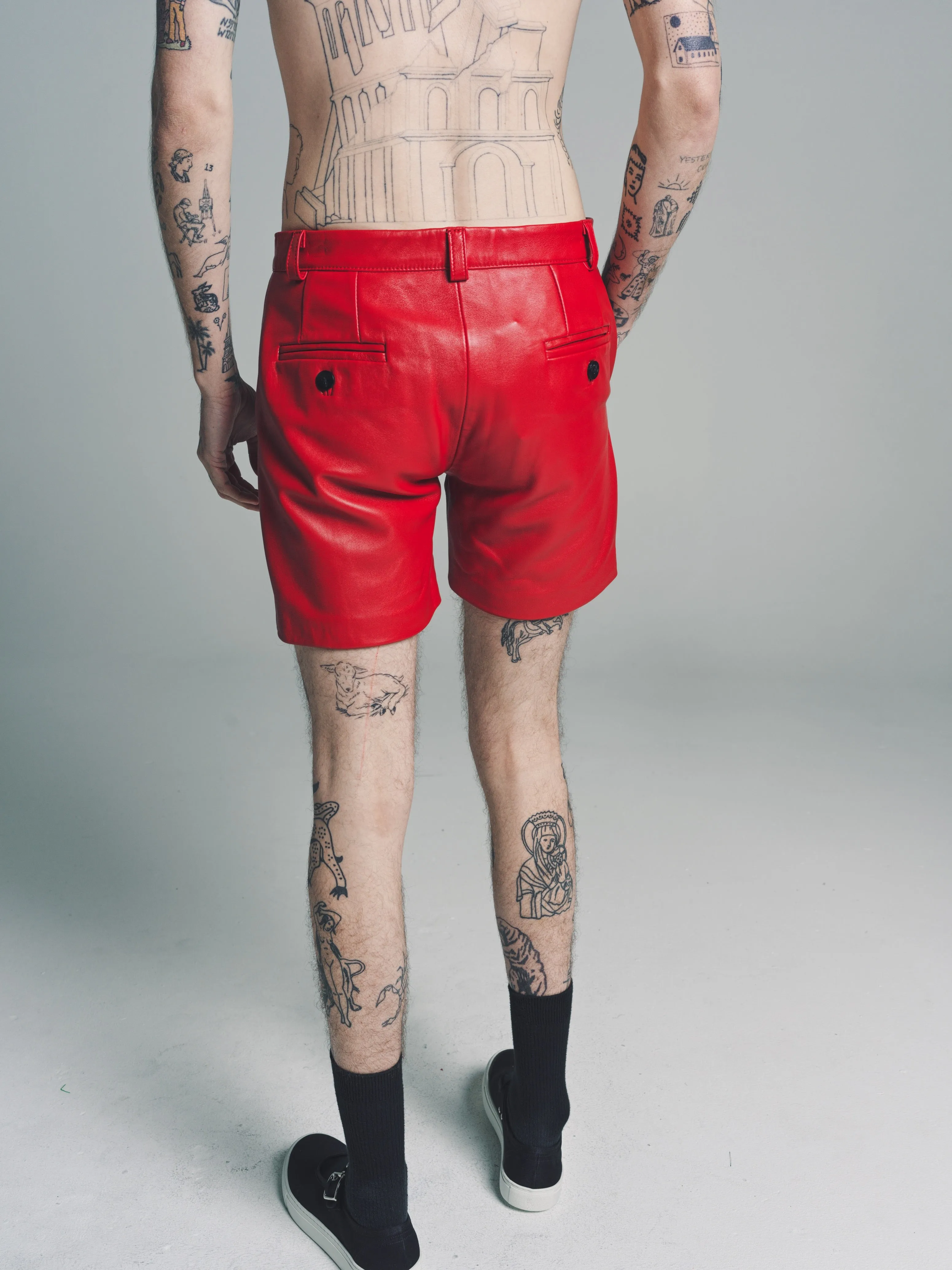 Red Leather Shorts