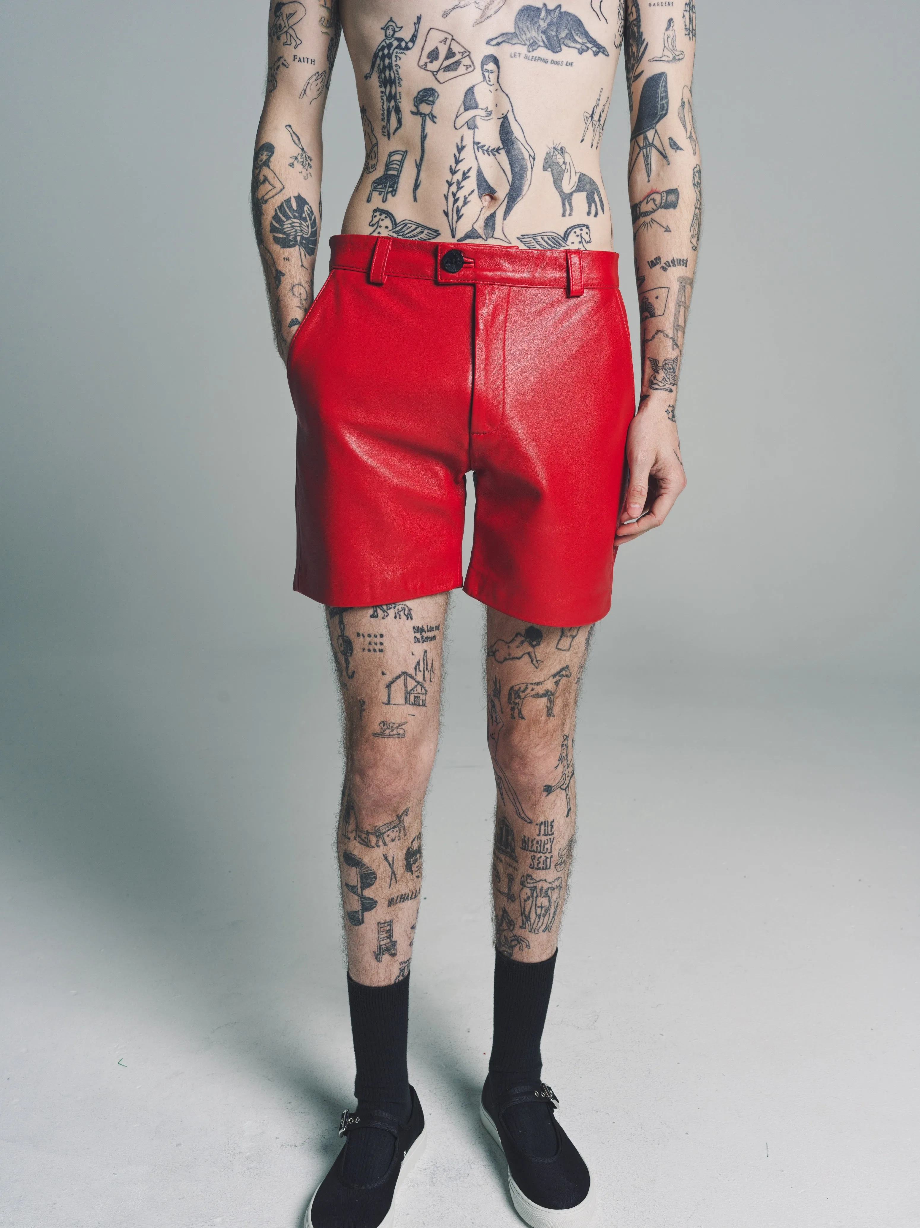 Red Leather Shorts