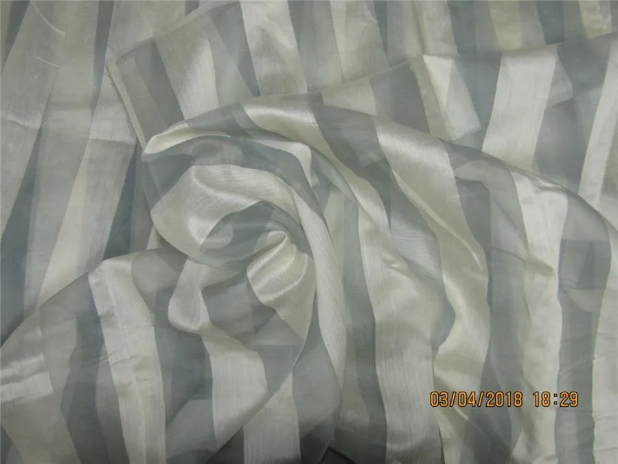 silk organza checks ivory x blue color 44&quot;width