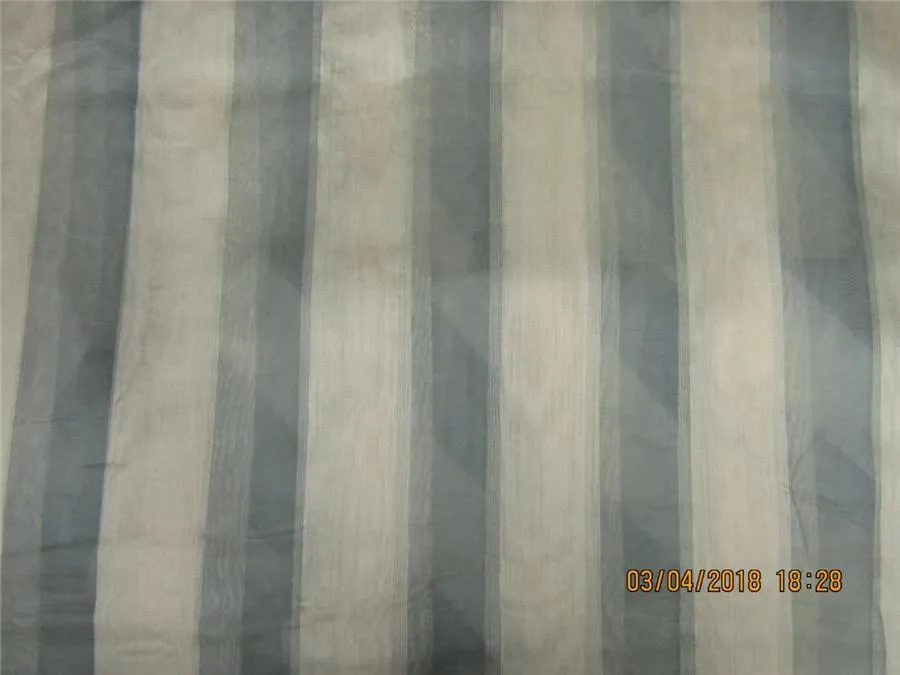 silk organza checks ivory x blue color 44&quot;width