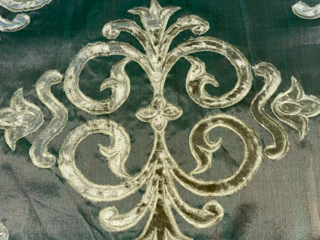 Silk Organza with velvet embroidery available in 2 colors brown and green [9626/9627]