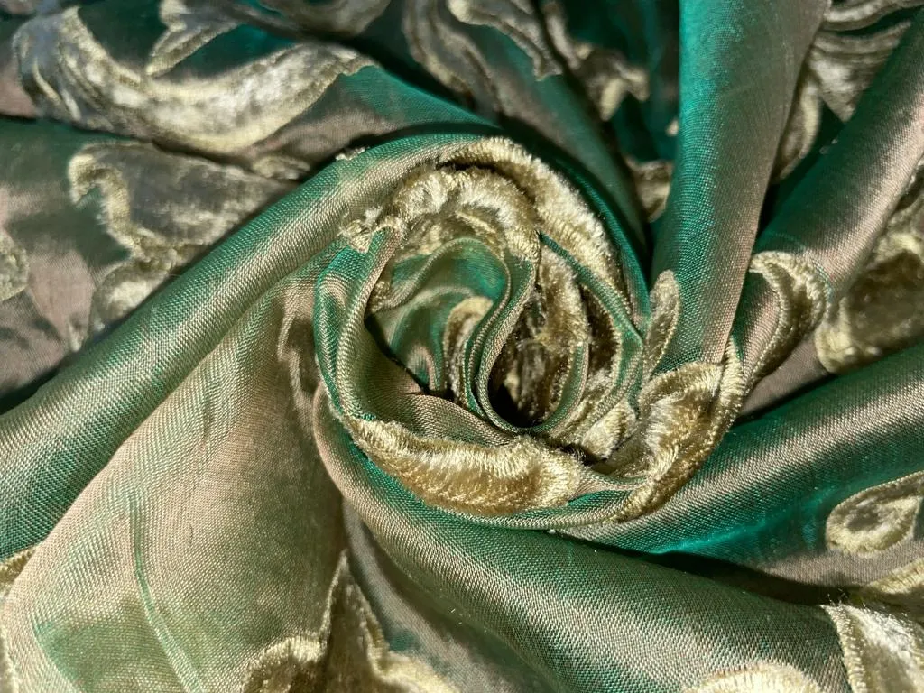 Silk Organza with velvet embroidery available in 2 colors brown and green [9626/9627]