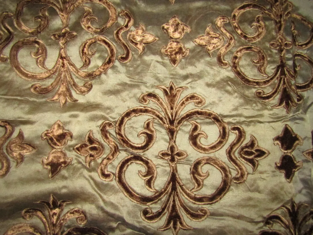 Silk Organza with velvet embroidery available in 2 colors brown and green [9626/9627]