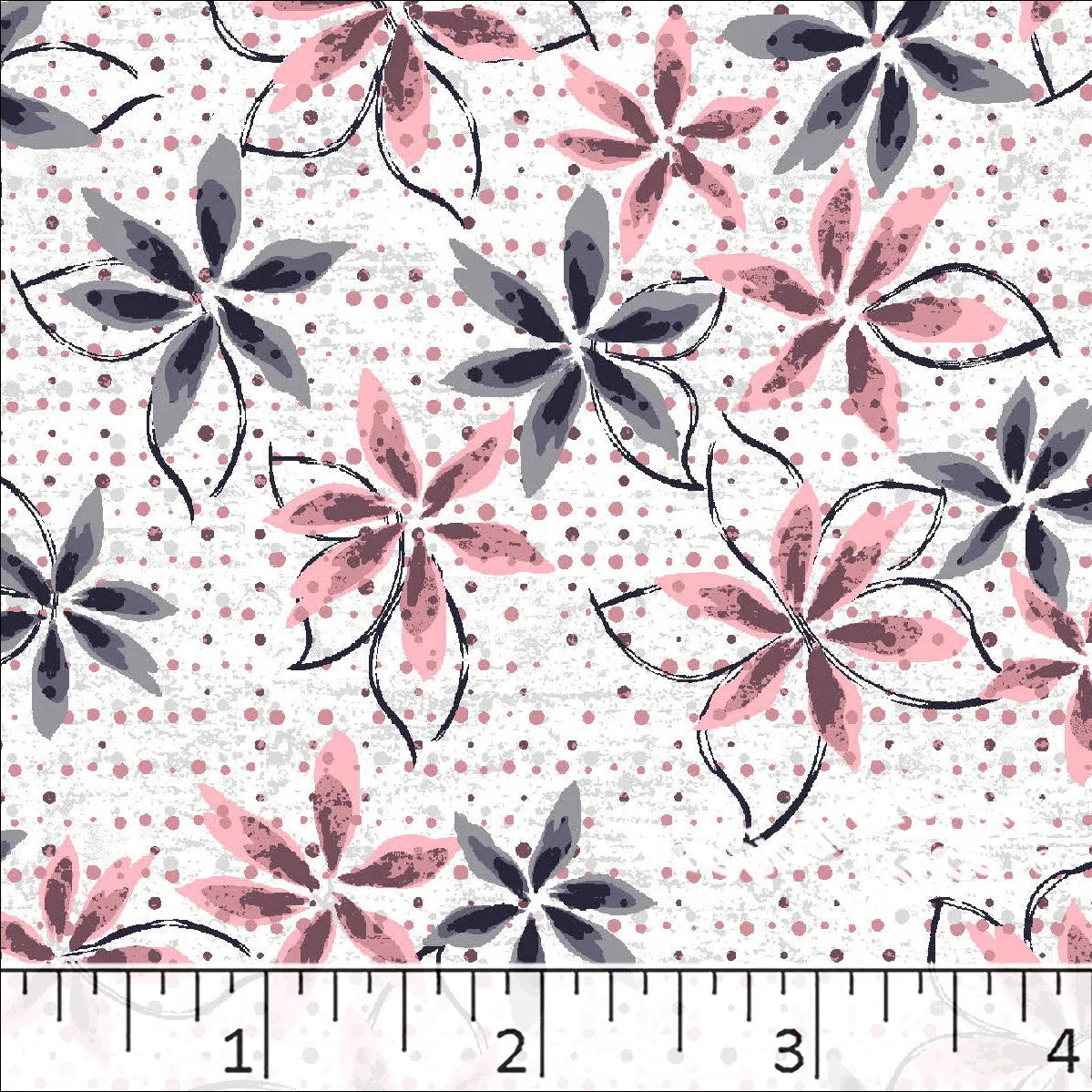 Standard Weave Floral Dots Print Poly Cotton Fabric 6083