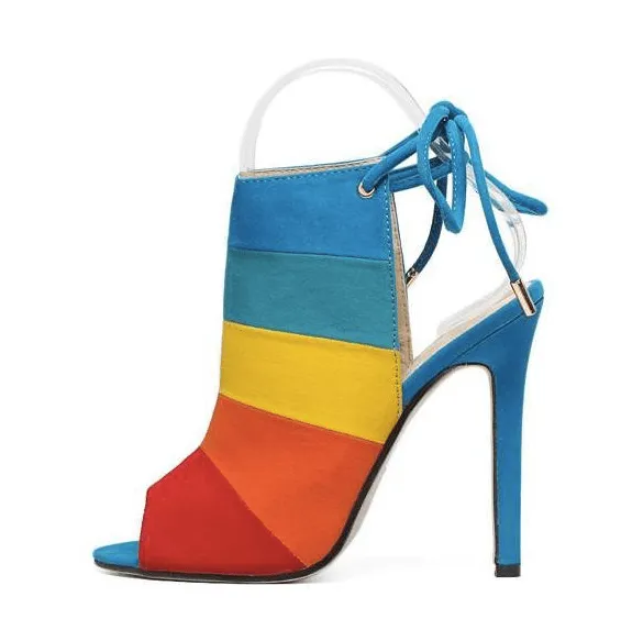 STRIPED SLINGBACK OPEN TOE BOOTIE