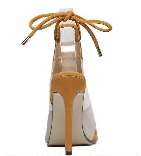 STRIPED SLINGBACK OPEN TOE BOOTIE