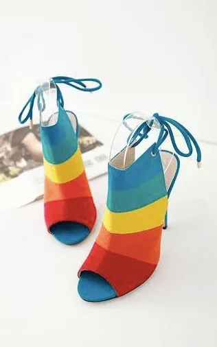 STRIPED SLINGBACK OPEN TOE BOOTIE