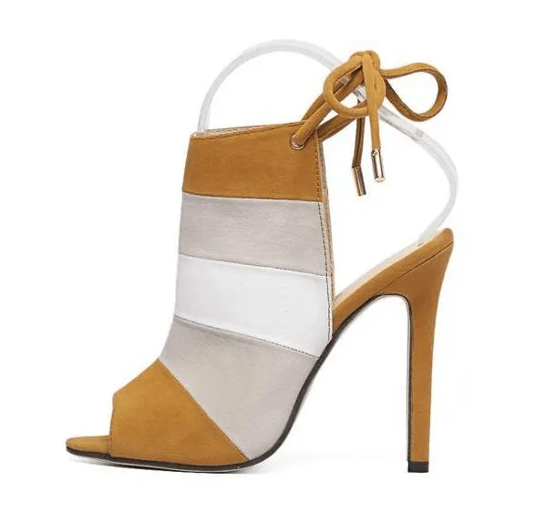 STRIPED SLINGBACK OPEN TOE BOOTIE