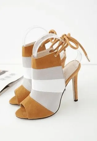 STRIPED SLINGBACK OPEN TOE BOOTIE