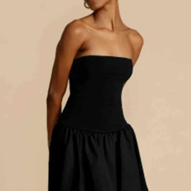 Summer A-LINE Dress Women New Fashion Sexy Strapless Mini Dress