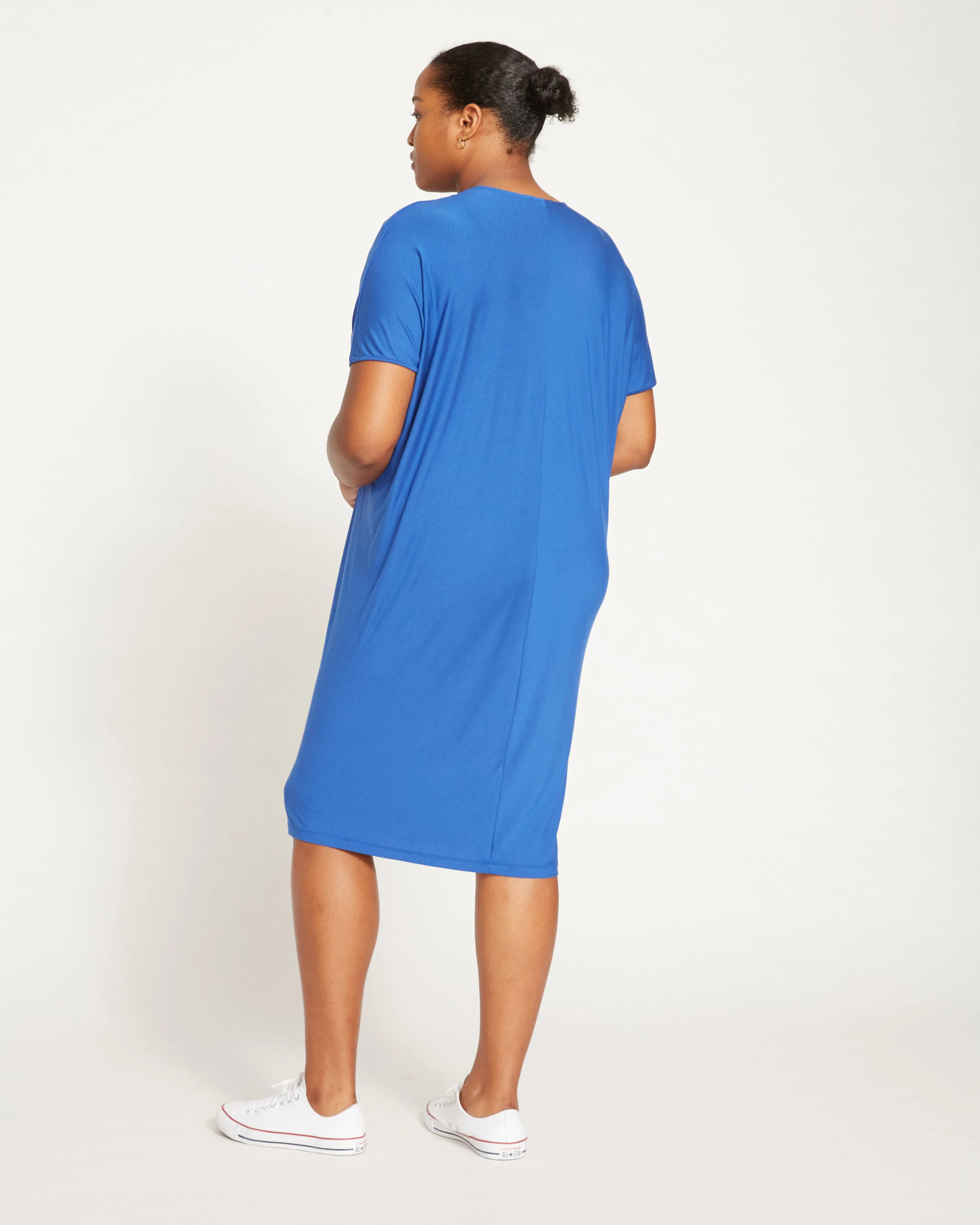 Teresa Liquid Jersey V-Neck Dress - Royal Blue