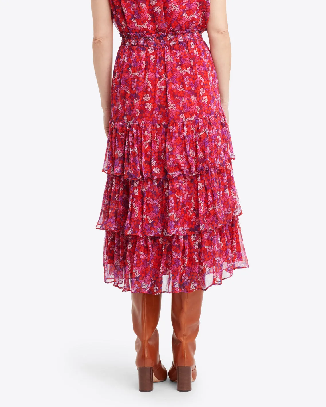 Tiered Midi Skirt in Garden Mum