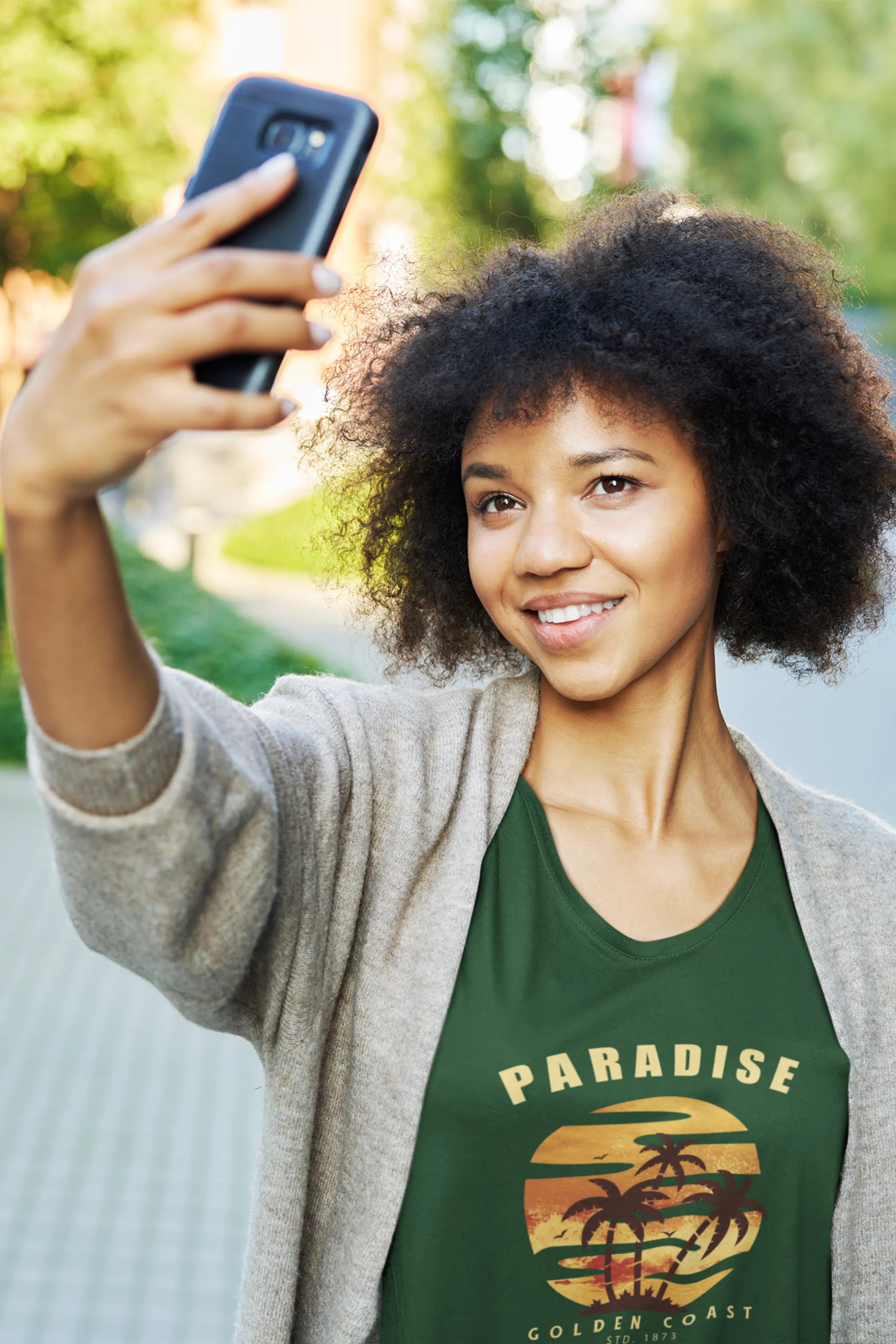 Tropical Paradise Printed Scoop Neck T-shirt for women