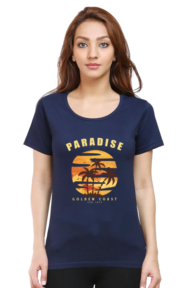 Tropical Paradise Printed Scoop Neck T-shirt for women
