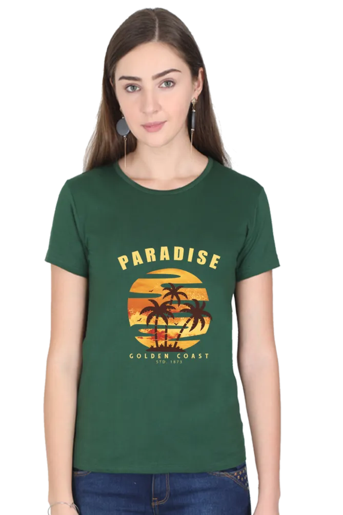 Tropical Paradise Printed Scoop Neck T-shirt for women