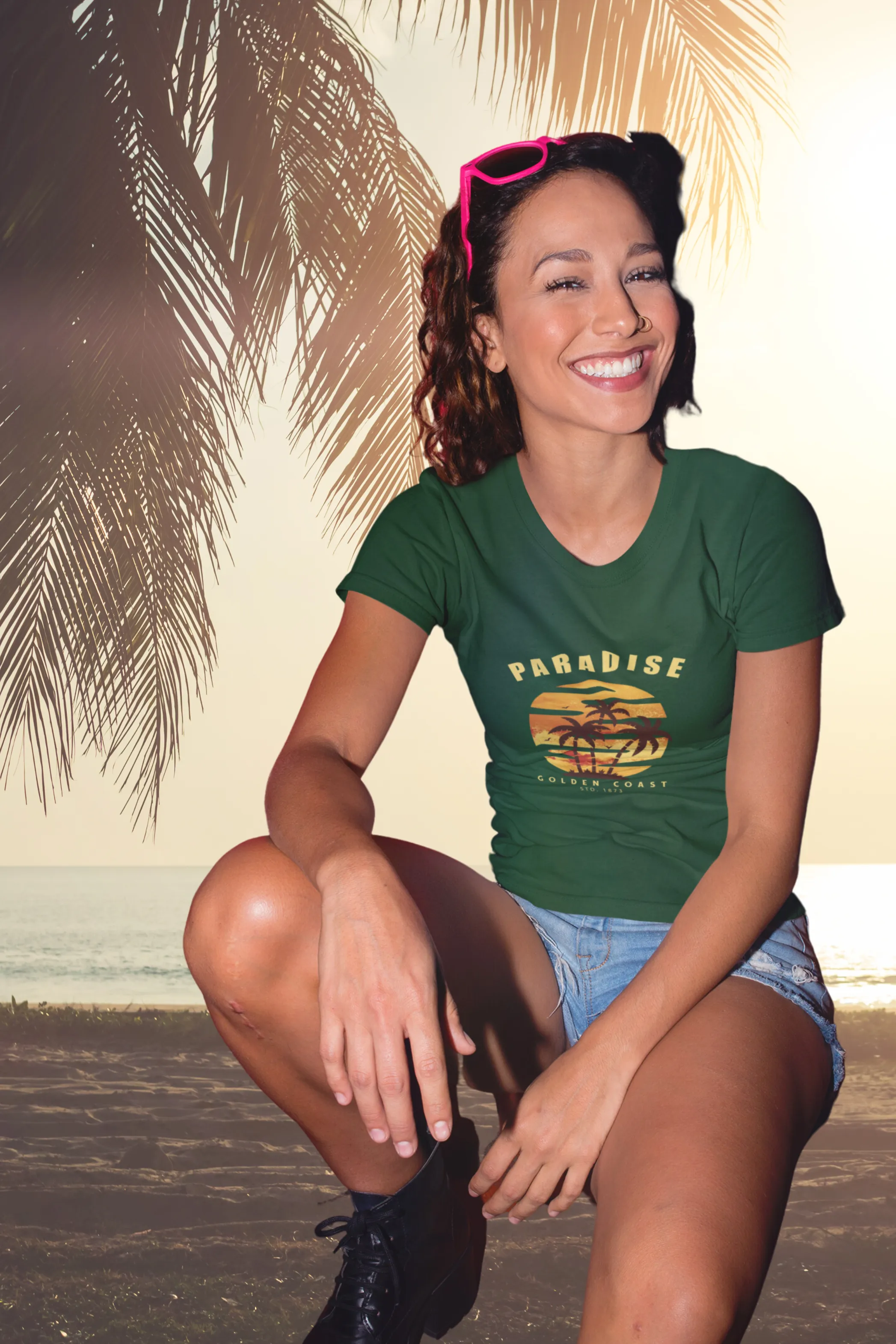 Tropical Paradise Printed Scoop Neck T-shirt for women