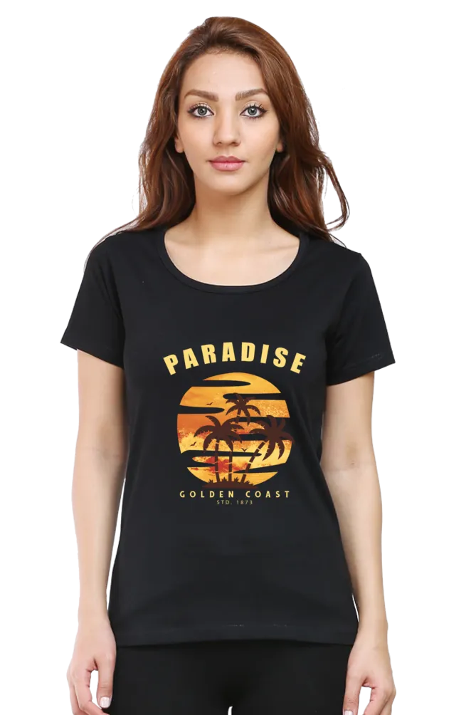Tropical Paradise Printed Scoop Neck T-shirt for women