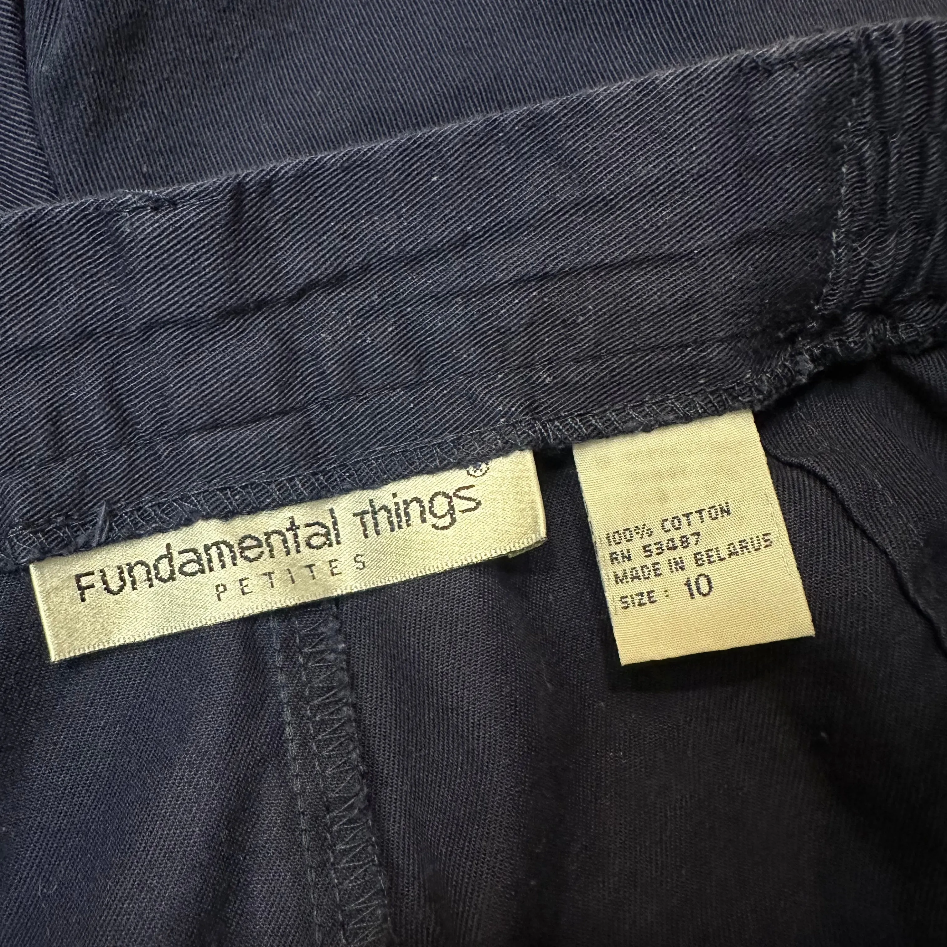 Vintage 90s Trouser Shorts Long Navy Blue Fundamental Things Cotton 10 Petite