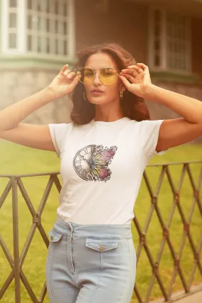 Vintage Clock Printed T-shirt for women
