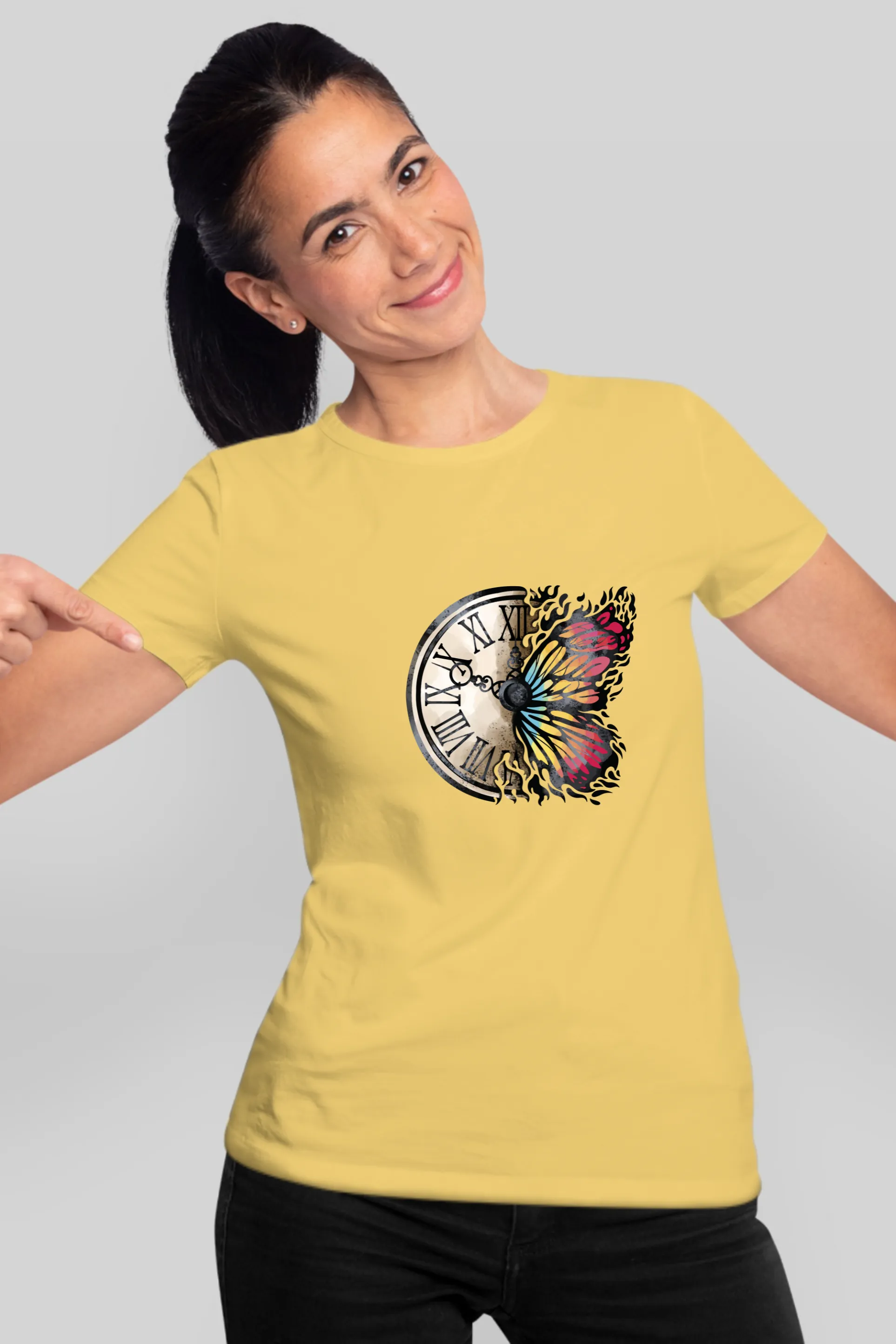 Vintage Clock Printed T-shirt for women