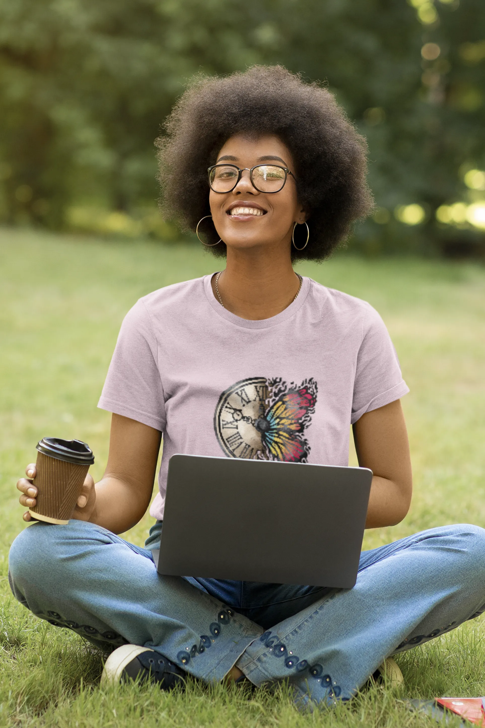 Vintage Clock Printed T-shirt for women