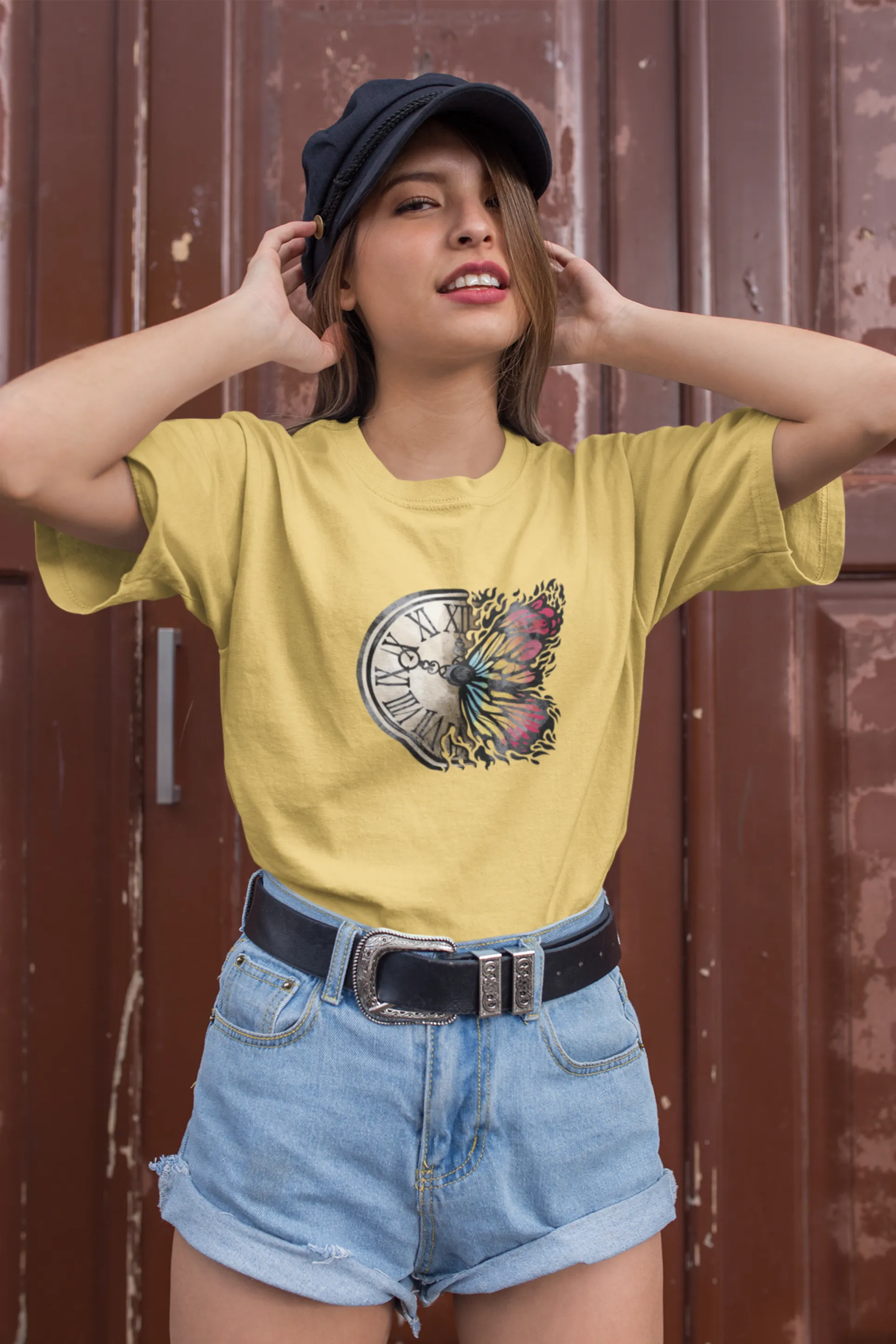 Vintage Clock Printed T-shirt for women